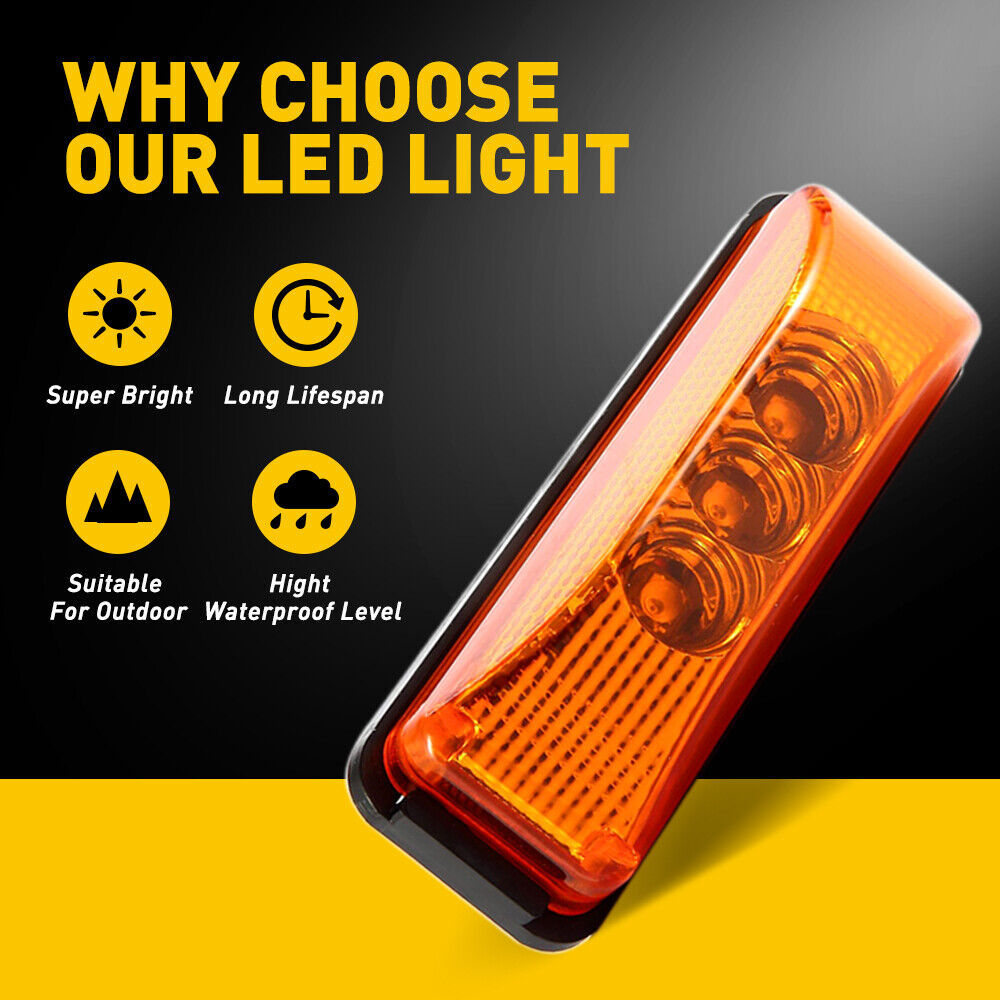 Transfronterizos de venta caliente 3LED camión luz lateral LED luz de señal de voltaje ancho rojo, amarillo y blanco 12 - 24V