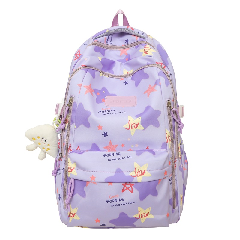 Mochila fresca de moda, mochila escolar para estudiantes de secundaria y preparatoria, personalidad de gran capacidad, impresión de corazón de niña, mochila de ocio al aire libre de viaje