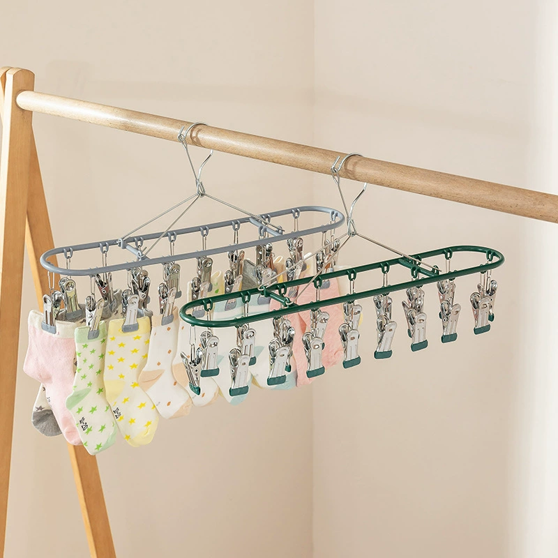 Сушилка для носков с несколькими зажимами, бытовой балконный бесшовный многофункциональный ветрозащитный зажим для нижнего белья из нержавеющей стали.