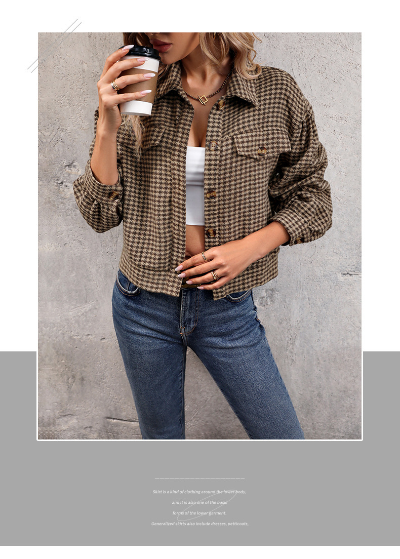Women's Jacket Casual Plaid Lapel Autumn Coat For Women_voghion.com