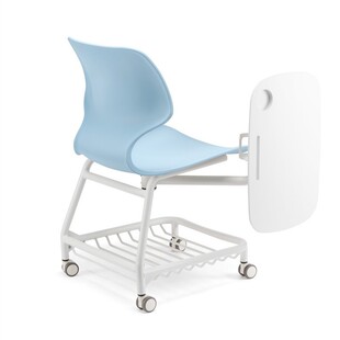 Plastic Steel Four-legged Chair High Bar Chair Conference Reception Chair Negotiation Chair Training Chair with Net Bag Journalist Writing Chair