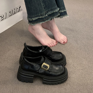 British Style Small Leather Shoes for Women 2025 Autumn Platform Retro Chunky Heel Jk Loafers New Thick-Soled Single Shoes in Stock