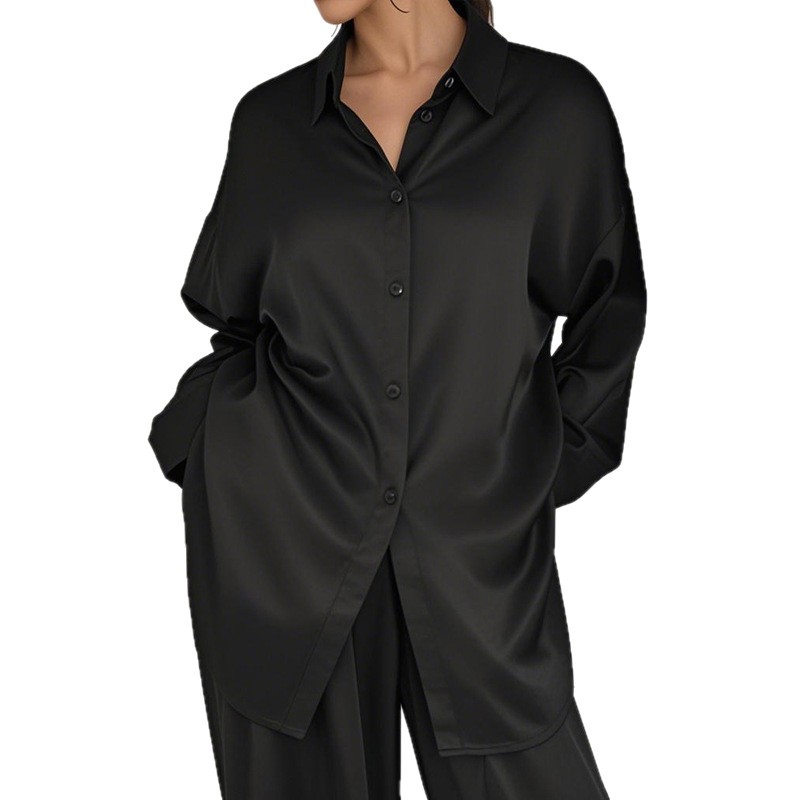 Nuevo cárdigan suelto transfronterizo, ropa a domicilio, cómodos pantalones de solapa de manga larga, traje de dos piezas, ropa a domicilio al por mayor