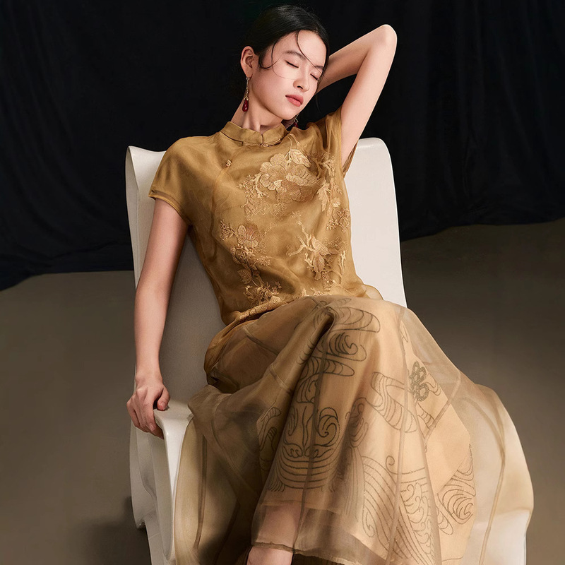 New Chinese Silk Heavy Industry Embroidered Top Women's Spring and Summer 2025 New Mulberry Silk Chinese Style Su Embroidered Shirt Vest