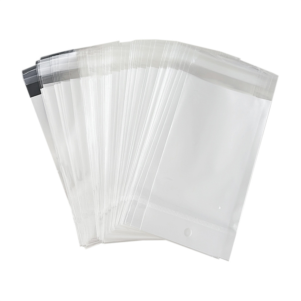 Colección de bolsas opp transparentes, cabeza de tarjeta, bolsa de embalaje trasera, bolsa de joyería pequeña, bolsa autoadhesiva con orificio colgante, bolsa de embalaje de plástico al por mayor