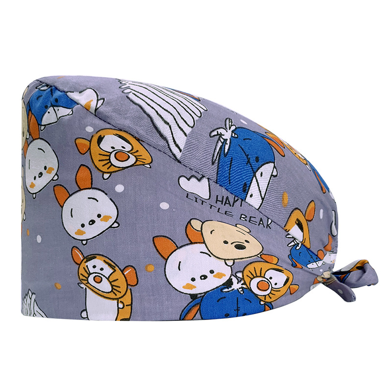 Gorro quirúrgico de algodón puro de las mujeres impreso ajustable calabaza tapa confinamiento quimioterapia a prueba de polvo puntera enfermera trabajo sombrero hombres