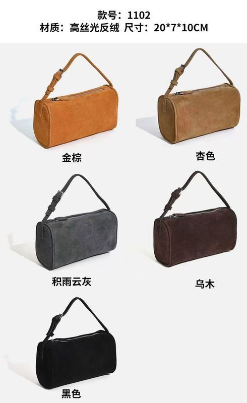 the-row头层牛皮90s笔筒包女秋冬极简麂皮圆筒包手提单肩斜挎包|undefined