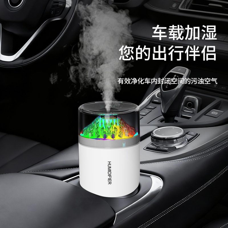 25跨境新款迷你加湿器车载桌面小巧便携大雾量七彩夜灯轻音加湿器|undefined