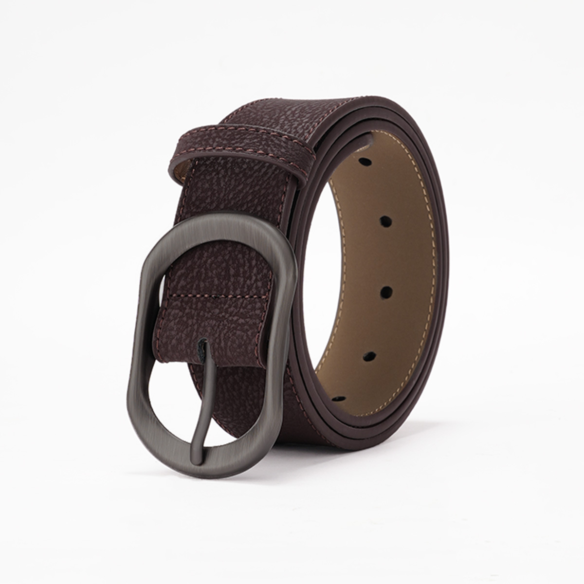 Neue Anzughose aus echtem Leder, schlichte Dornschließe, vielseitiger Gürtel aus Rindsleder für Damen_voghion.com