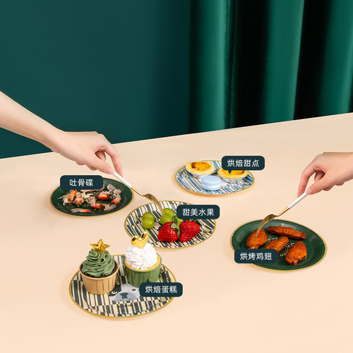 Biodegradable party plate household disposable paper plate cake candy snack plate hotel restaurant serving plate spit bone plate