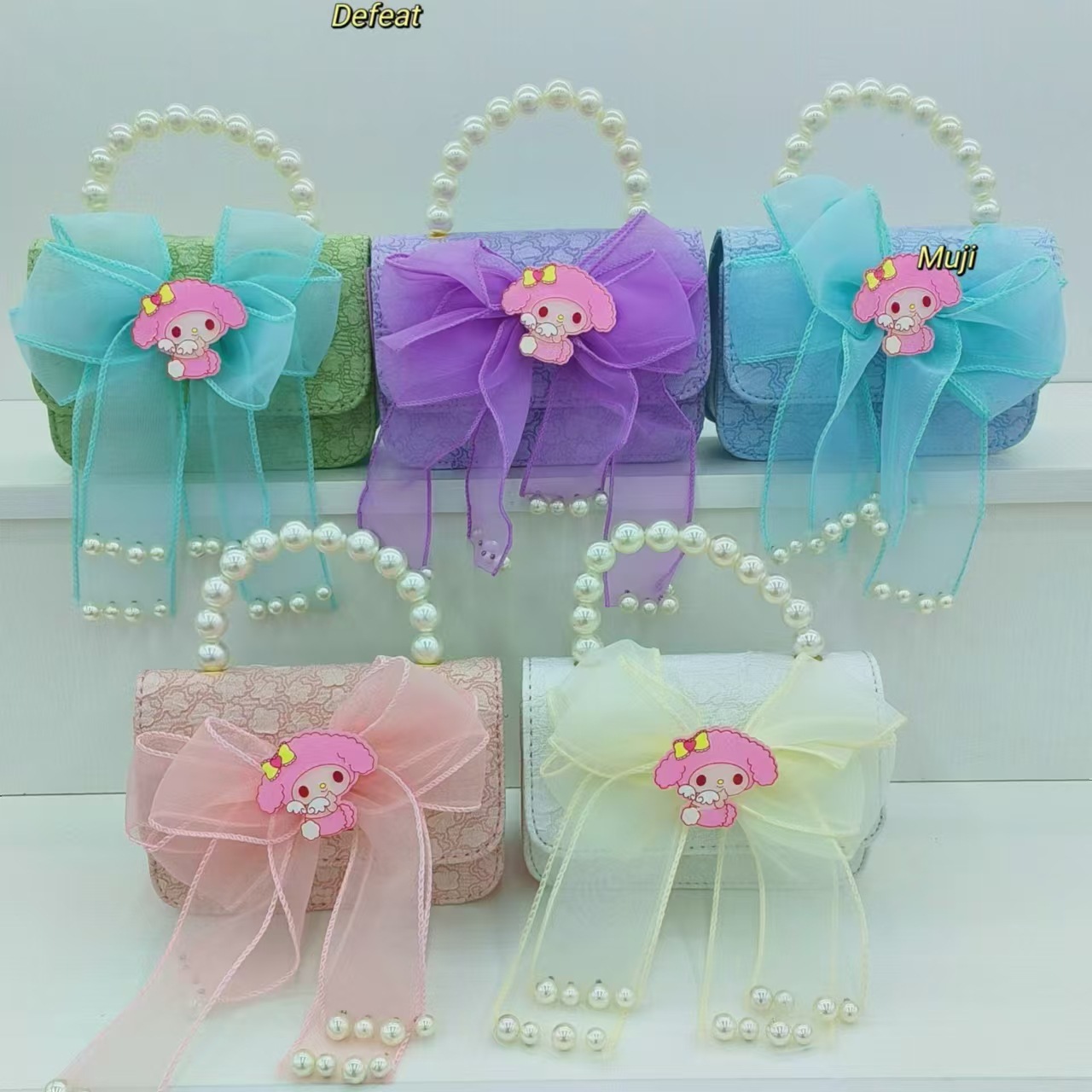 Melody Pearl bolso de princesa, bolso de cambio, bolso de accesorios, bolso de arco, bolso de Año Nuevo, bolso cuadrado de cadena