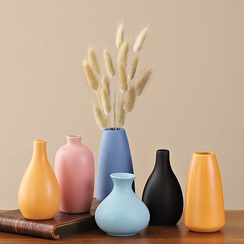 Ins-style Nordic creative ceramic small vase, dried flower arrangement, home decor, living room decoration, TV stand, desk accessory