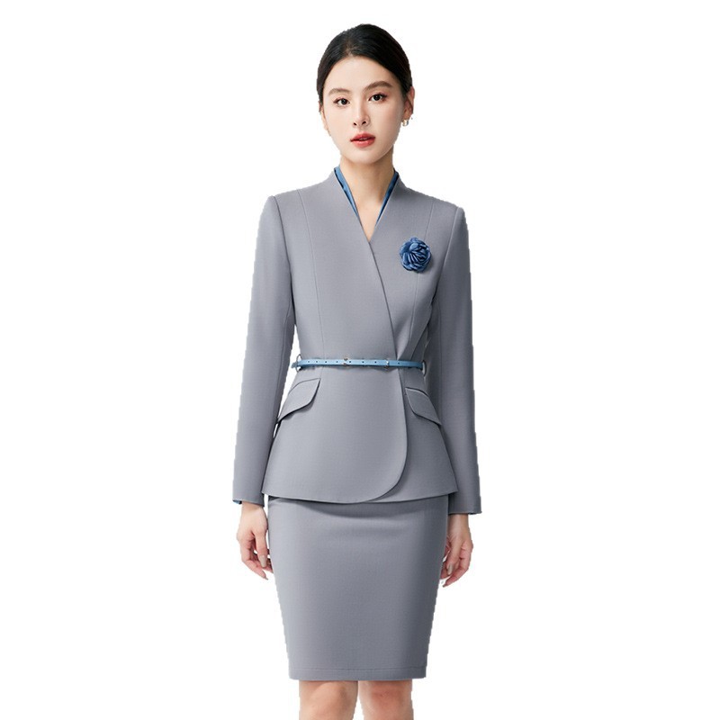 工装套装女秋冬酒店接待售楼部案场物业管家客服工作服职业套装女|undefined