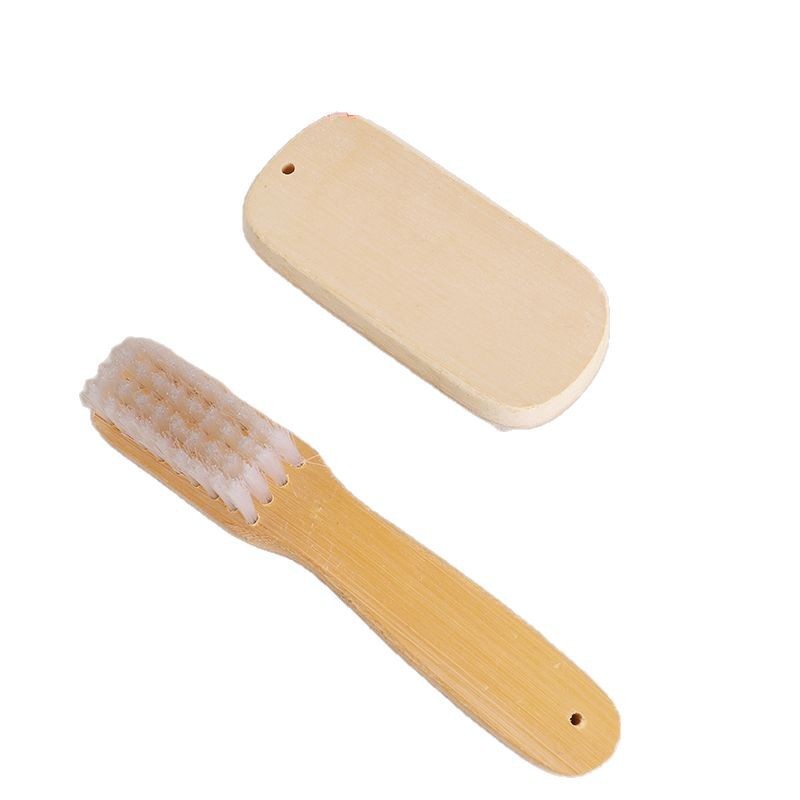 Cepillo de zapatos de bambú antiguo, cepillo de zapatos multifuncional de madera de nylon de cabello duro para lavar ropa, limpieza sin cabello