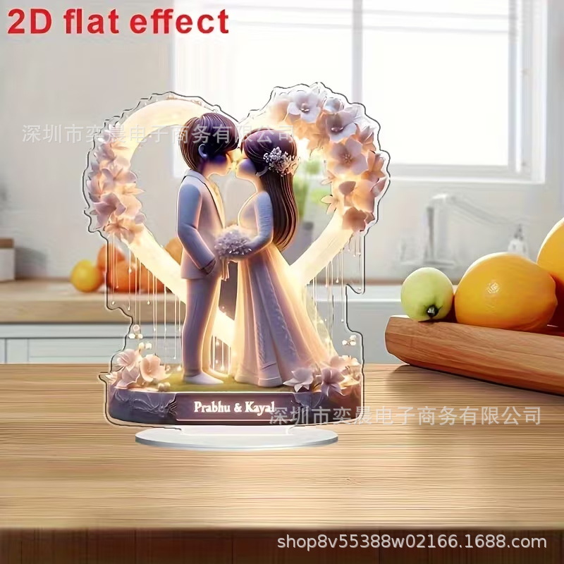 Colgante transfronterizo nuevo producto creativo romántico boda acrílico decoración plana para el hogar decoración de la sala de estar del dormitorio Día de San Valentín
