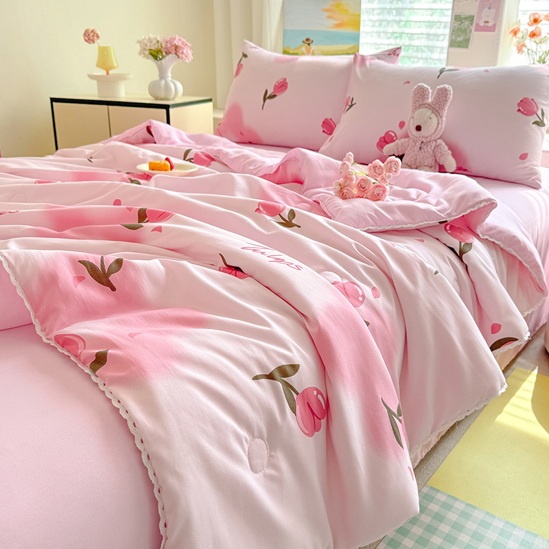 A級夏用ウォッシュドコットンサマーキルト、エアコン用掛け布団、寮用シングル、子供用薄型、洗濯機で洗えるキルト芯、抗菌