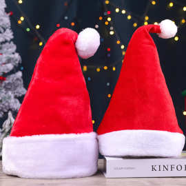 跨境圣诞帽子超大加绒圣诞老人装饰品头饰毛绒帽子成人装扮批发