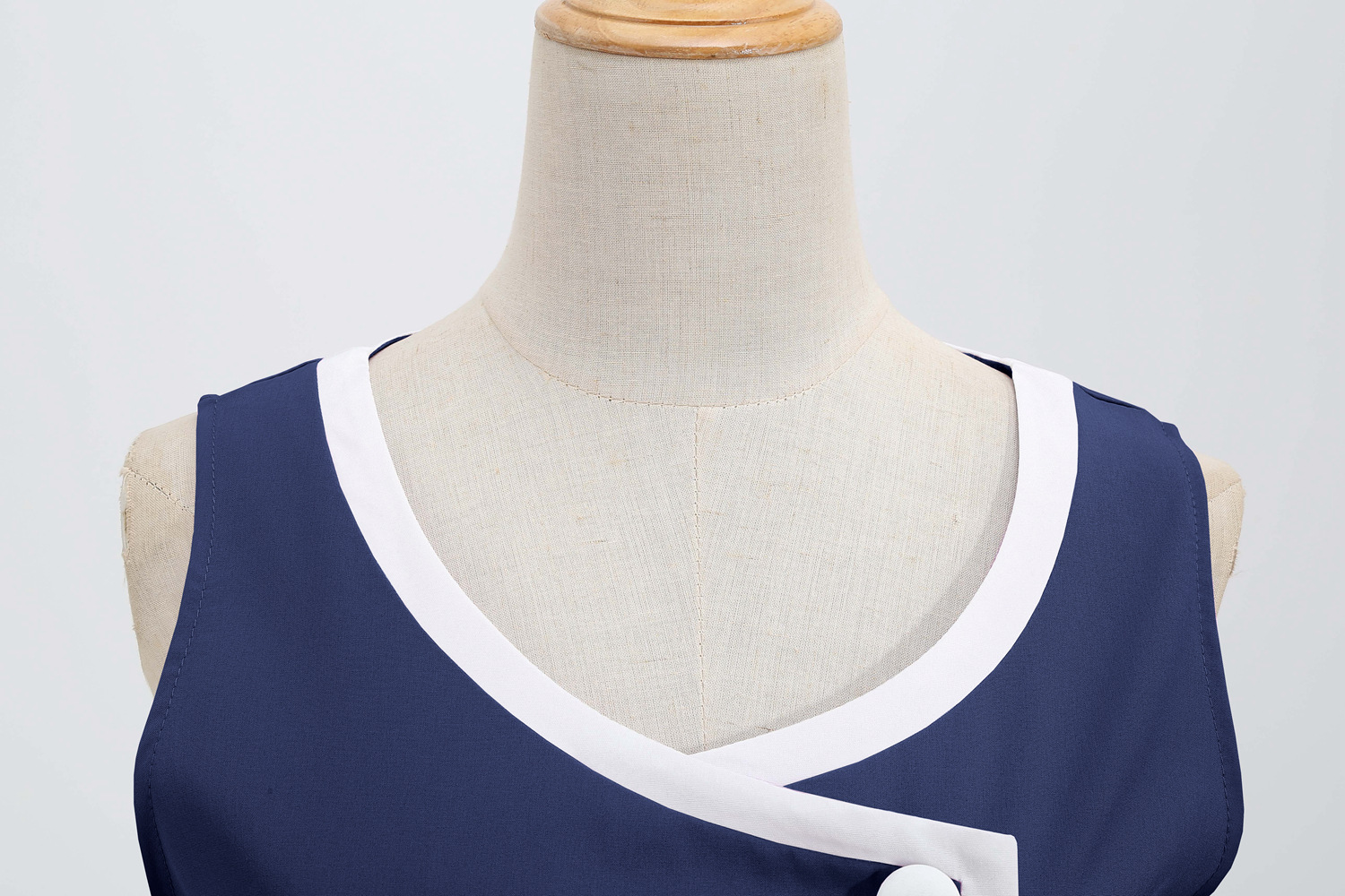  Femmes Hepburn rétro blanc rayure couture fausse simple boutonnage décoratif couleur unie grande jupe_voghion.com