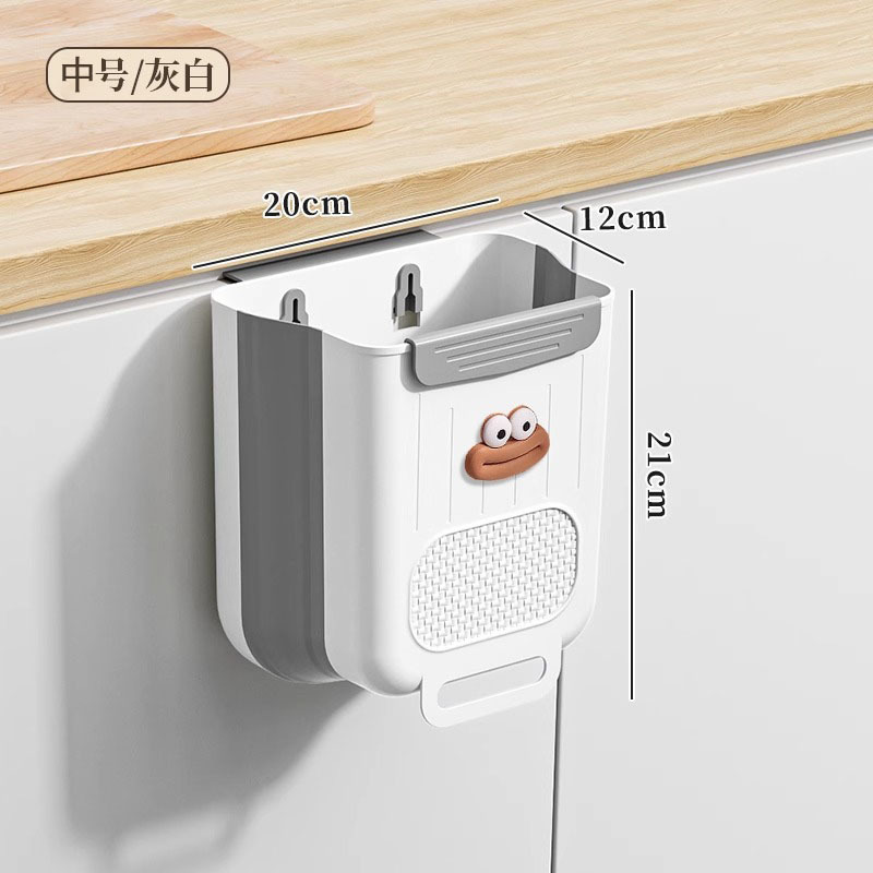 キッチンゴミ箱 吊り下げ式家庭用折りたたみゴミ箱 腰をかがめないキャビネットドア専用生ごみ保管箱|undefined