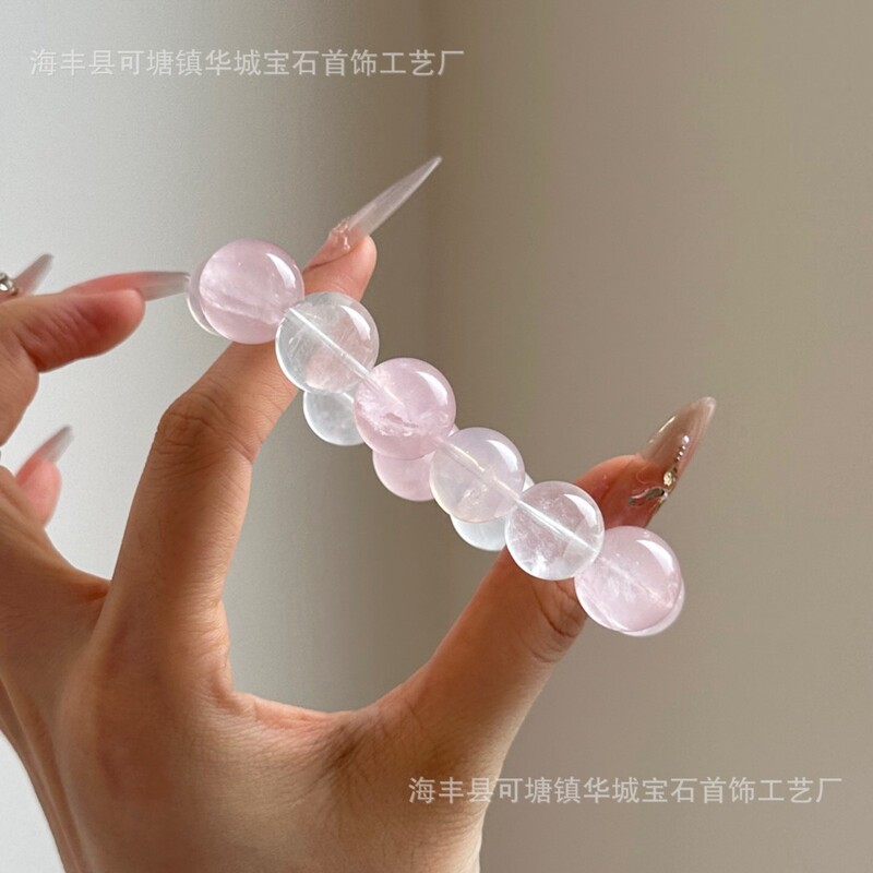 天然ローズクォーツ六芒星ライトパウダービーズクリスタルブレスレットクリスタルブレスレットスノーフレークホワイトゴーストスター同じスタイル|undefined