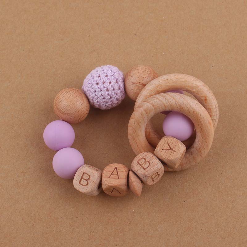 Bebé suministros mordedor pulsera de juguete creativo DIY Beech bebé nombre cuentas de silicona mordedura teether juguete