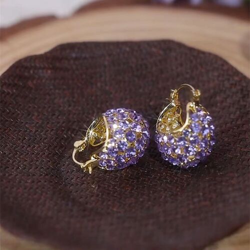 Violet temperament purple basket earrings women's anti-lost design white earrings  new fashion earrings