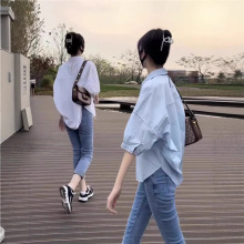 半袖衬衫女2025夏季新款薄款别致小众设计感宽松休闲上衣跨境批发
