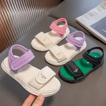 Girls' Sandals 2023 Summer New Girls' Open Toe Soft Sole Beach Shoes Children's Baby Fashionable Versatile Shoes - ShopShipShake