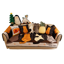 可爱卡通肥猫四季通用沙发坐垫北欧时尚猫星人背景可水洗沙为