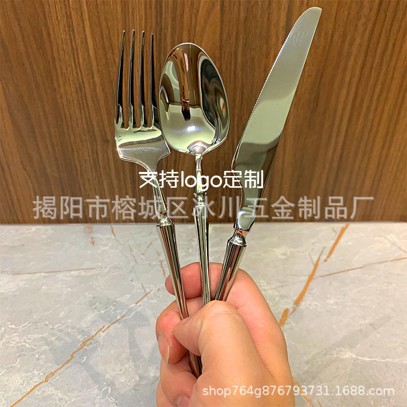 【ボスレディの自腹高級ナイフ・フォーク・スプーン 304ステンレス スモールウエストステーキナイフ・フォーク 洋食メインディッシュセット】|undefined