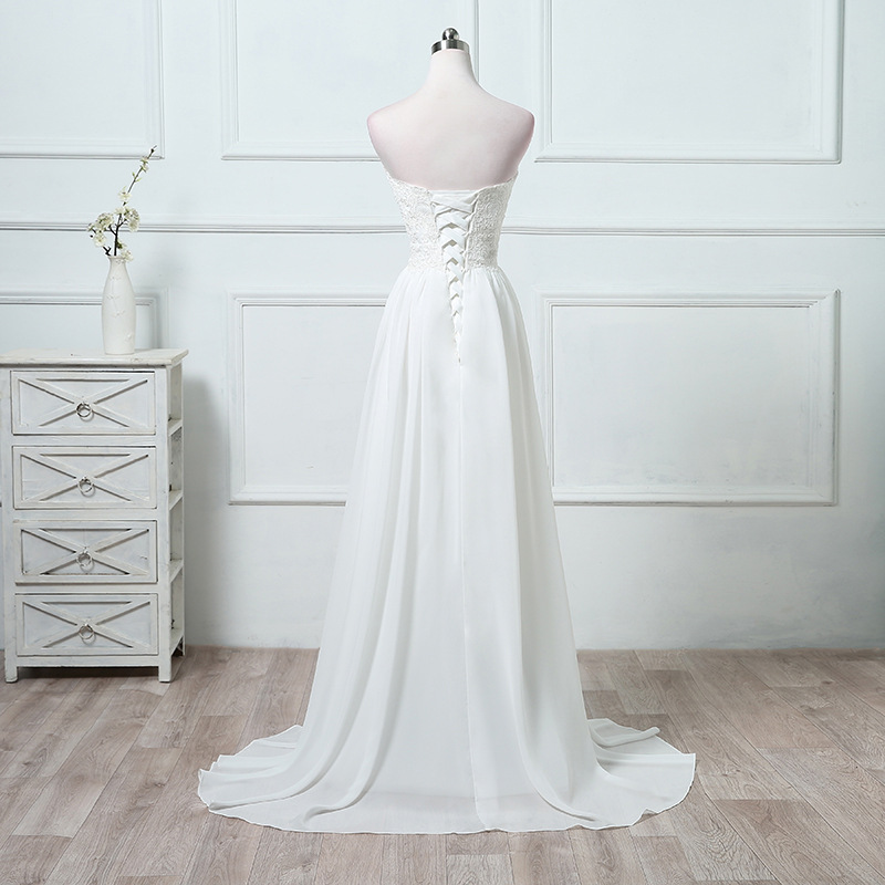 El Comercio exterior europeo y americano Amazon AliExpress deseo elegante vestido de novia tubo superior largo adelgazamiento simple vestido de novia image 2