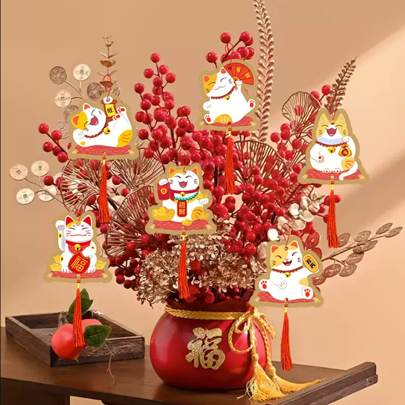 新款2026客厅装饰品盆栽绿植新年马年挂件挂饰吊卡小佳件厂家批发