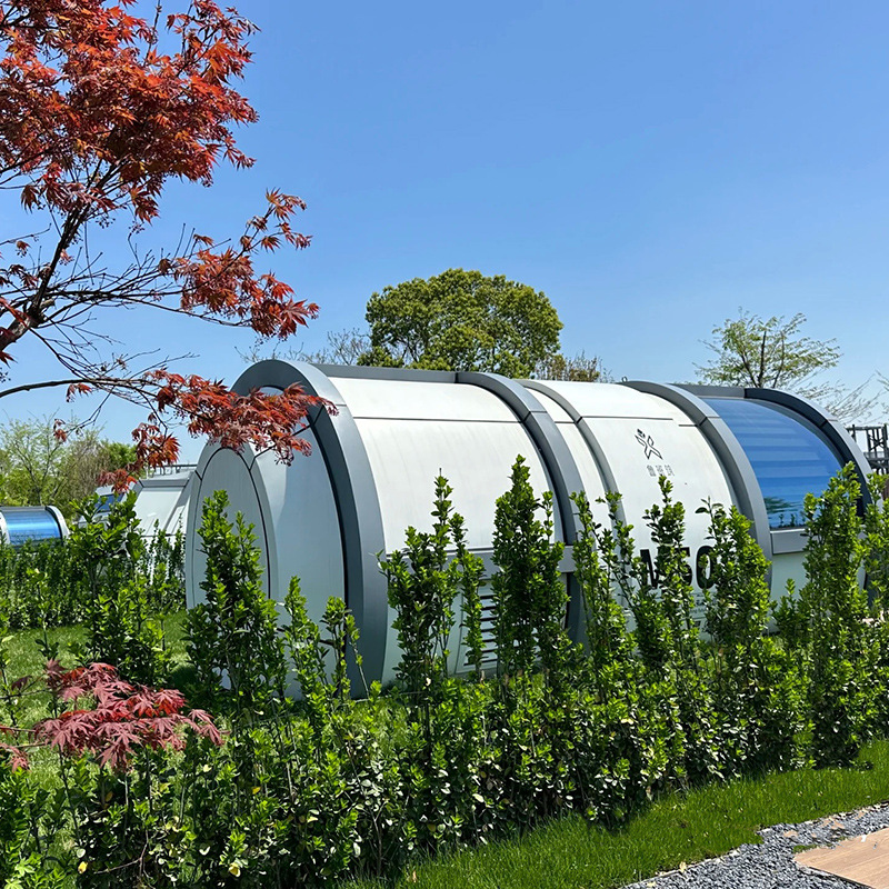 Casa de estrellas de vidrio panorámica de aterrizaje cápsula espacial de aluminio de aviación casa de acampamiento estrella alojamiento residencial