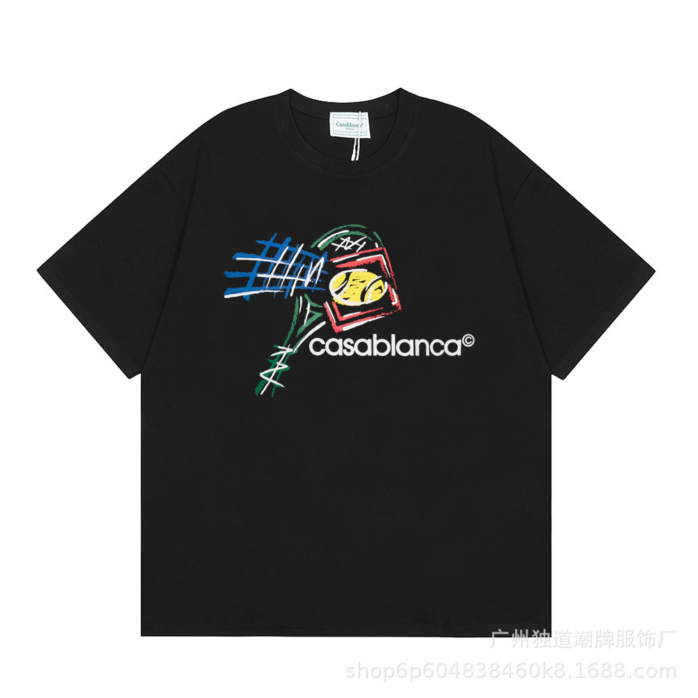 Casablanca T-shirt Tennis Racket Graphic Black