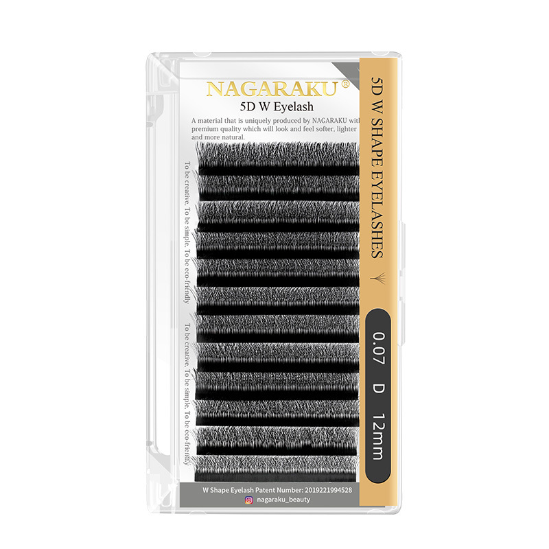 NAGARAKU trébol de cinco hojas Injerto de pestañas 0,07 W mejorado 5D flor grande no fácil de perder raíz automática de pelo de la flor