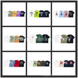 2024春夏新款欧美潮牌经典巡游印花字母男女同款短袖一件代发