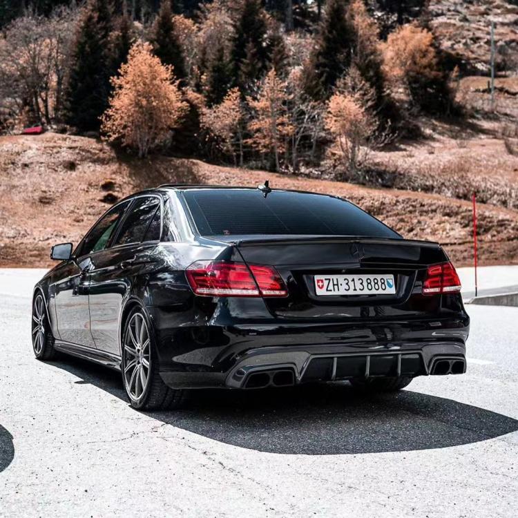 Suitable for Mercedes-Benz E-Class W212 Modification to E63 Front and Rear Bumpers, Carbon Fiber Front Lip, Side Skirts, Rear Lip, Rear Wing, and Hood
