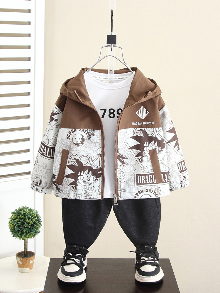 5975 Chaqueta de chaqueta para niños Primavera y otoño 2025 Nuevo estilo Cool y guapo Chaqueta de otoño para niños Chaqueta de moda