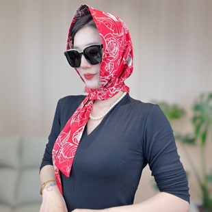 [Rib satin] silk scarf hat spring and summer new fashion sunscreen silk scarf Joker casual ladies silk scarf