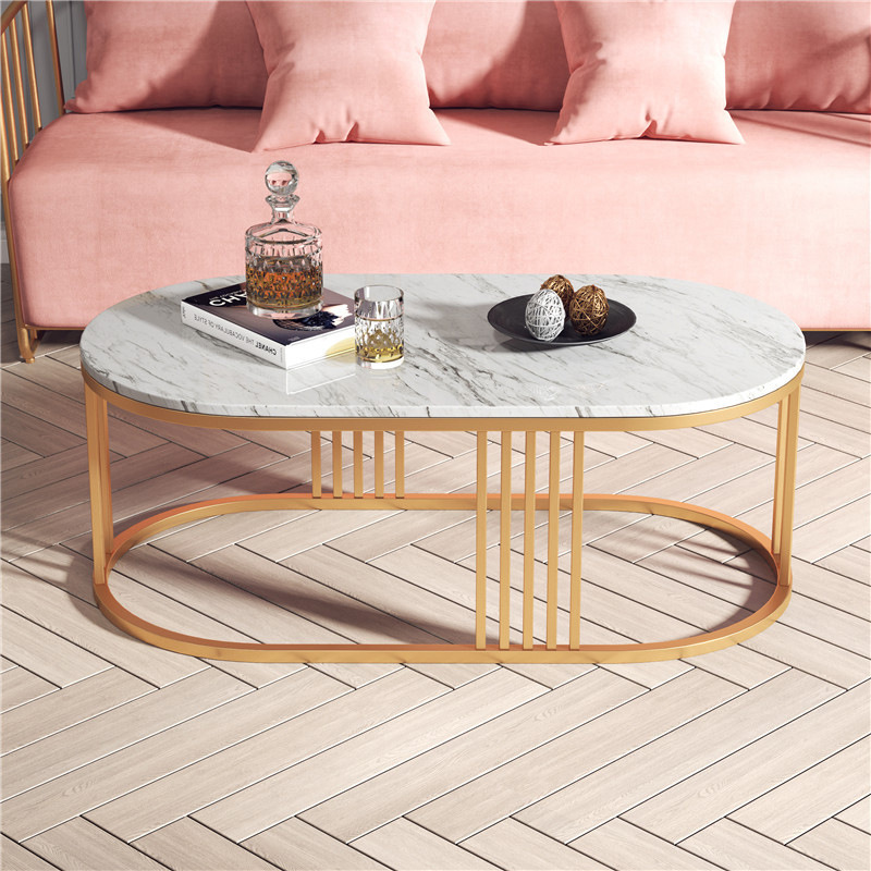 Selección estricta de la sala de estar mesa de té de mármol moderna simple pequeña mesa de té sofá elíptico personalidad mesa de té creativa