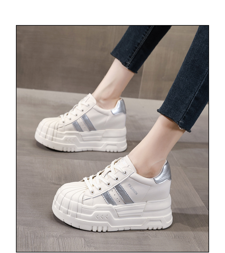 Giày sneaker nữ đế dày độn cao bên trong, phối màu be dễ phối đồ, form chunky thoải mái — Màu be chi tiết 15