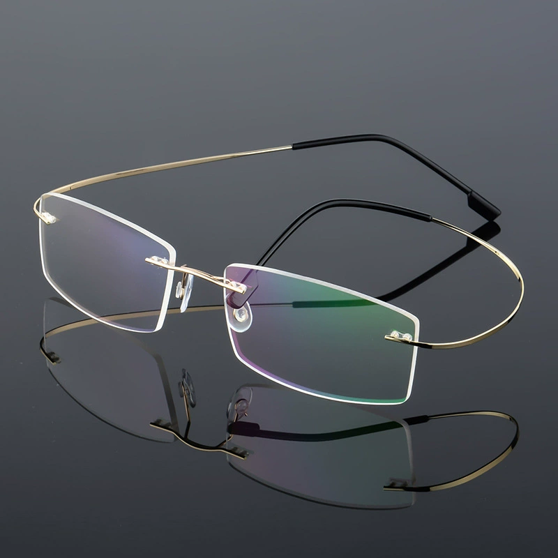  Rimless Near-Vision Glasses, Titanium Alloy Men's Frame, Lightweight Minimalist Design