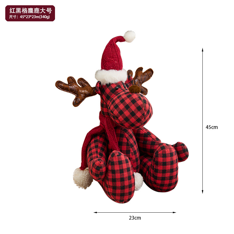 Buscando madera nuevo cuadrado rojo y negro de tela ciervo muñeca de decoración navideña regalos navideños accesorios de ventana