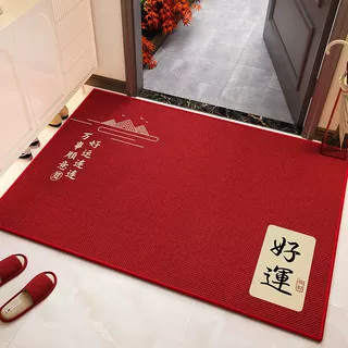 新中式入户门地垫除尘蹭土耐磨脚垫玄关防滑垫水晶绒地垫支持定制