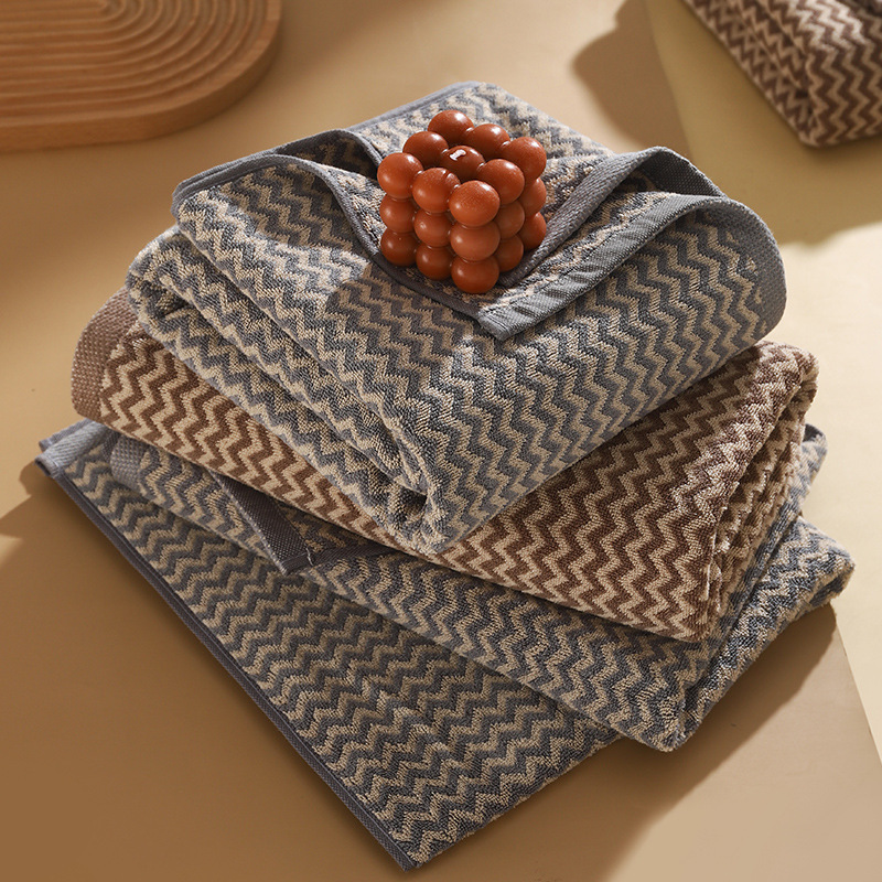 Retro Water Ripple Bath Towel, Absorbent Cotton Bath Towel, Daily Use Face Towel for Couples, Wedding Souvenir, Cotton Material Retro Water Ripple Bath Towel, Absorbent Cotton Bath Towel, Daily Use Face Towel for Couples, Wedding Souvenir, Cotton Material