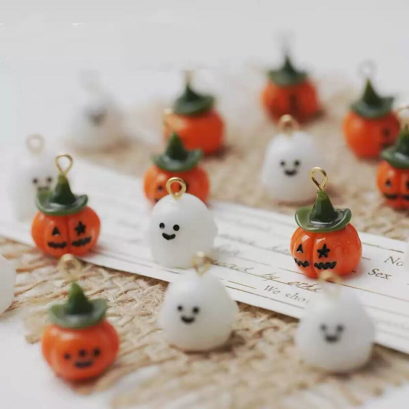 Halloween Earrings, Earrings, Ghost, Ghost Face, Pumpkin Painted Resin Pendant Accessories, Personalized DIY Accessories