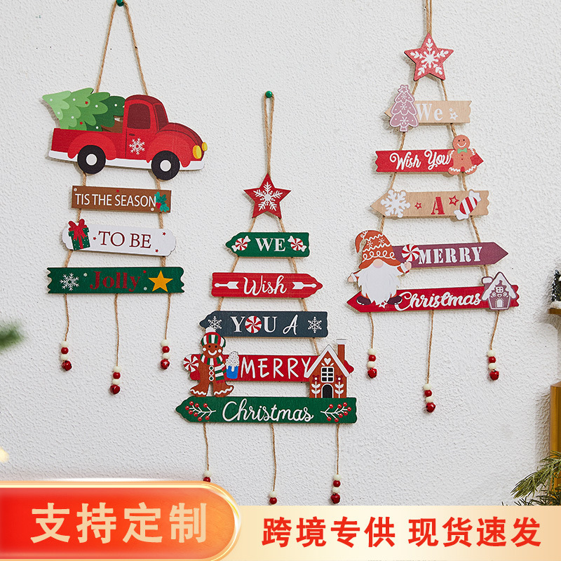 国境を越えたクリスマス装飾壁面樹形ストラップ創意木製姜パイ人掛け装飾クリスマス雪だるま老人ストラップ|undefined