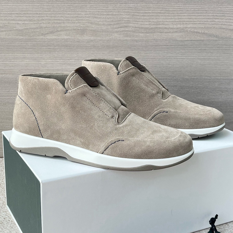 Kişi dəri ayaqqabı, yumru burun, slip-on, yüksək boğaz
