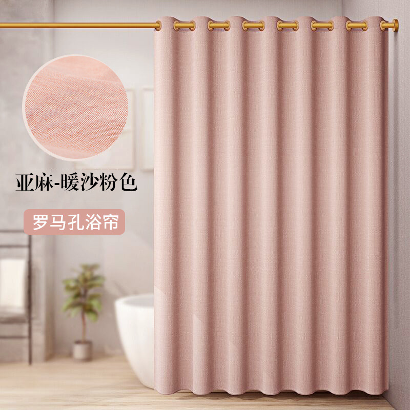 Agujero romano Cortina de ducha de lino creativo de impresión digital Cortina de ducha baño magnético Lino engrosada tienda de ducha al por mayor
