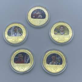 足球明星 C罗纪念币 世界杯 人物镀金金币硬币纪念章可批定